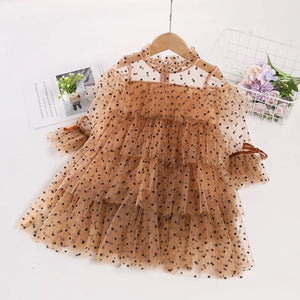 Sheered layer dot dress