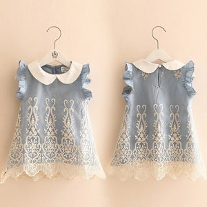 Linen Cotton Embro. Toddler dress