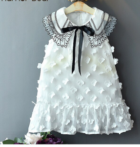 White applique bow dress